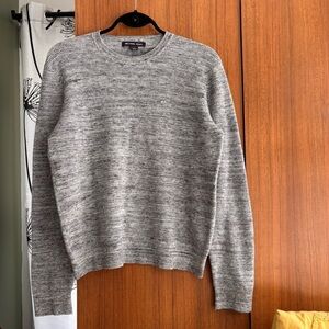 Michael Kors Grey Crew Neck Knit Sweater Size L Cotton Wool Blend